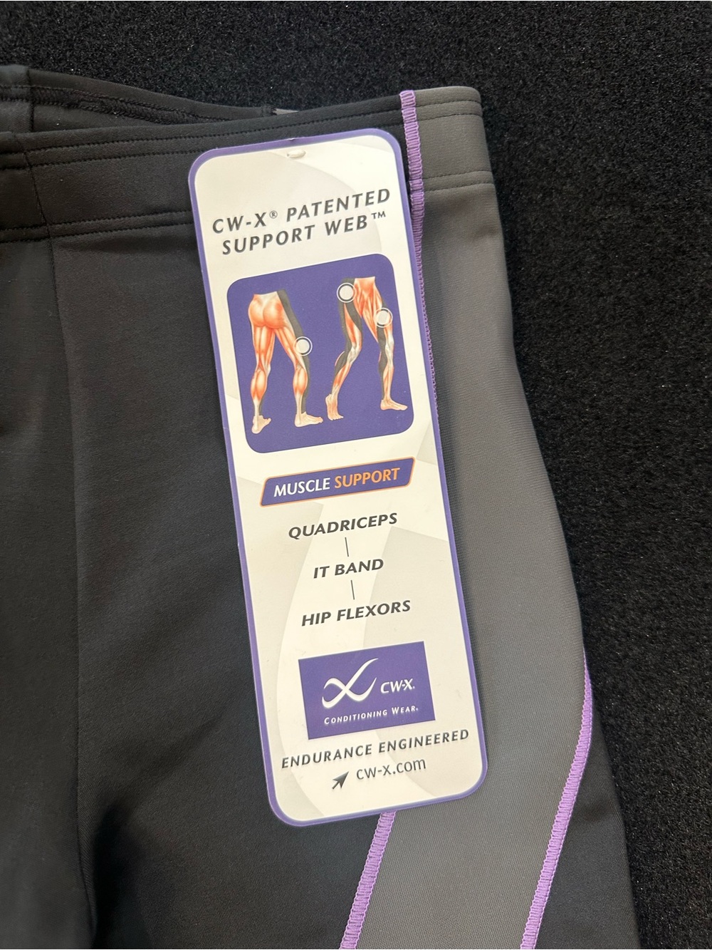 CW-X Gray Leggings with Lavender Piping - Picture 2 of 10